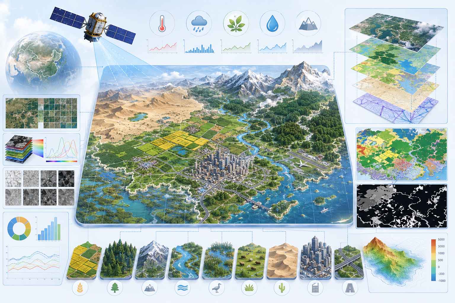 中国卫星土地覆盖与环境数据集：卫星图像和环境特征在土地利用分类中的应用