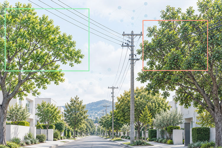 树木与架空电力线交叉风险图像二分类数据集